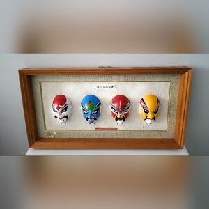 Set of 4 VTG Miniature Chinese/Peking Opera Mask. Decorative Piece. 15 X 8 "